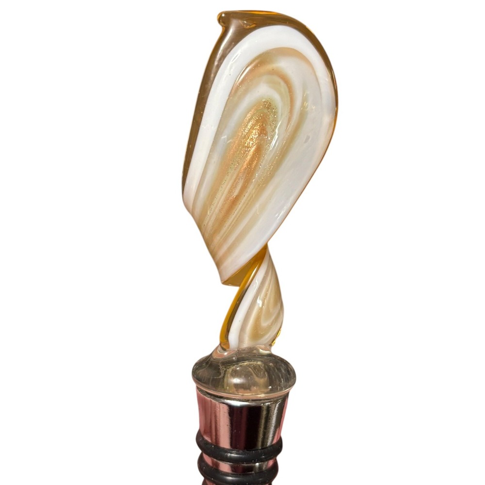 BEAUTIFUL Wine lovers ~ Gold & Glitter Swirl~‎ Glass Wine Bottle Cork Stopper